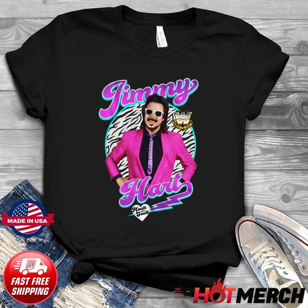 Jimmy Hart Men/'s Cotton T-Shirt Legends WWE Jimmy Hart Megaphone WHT