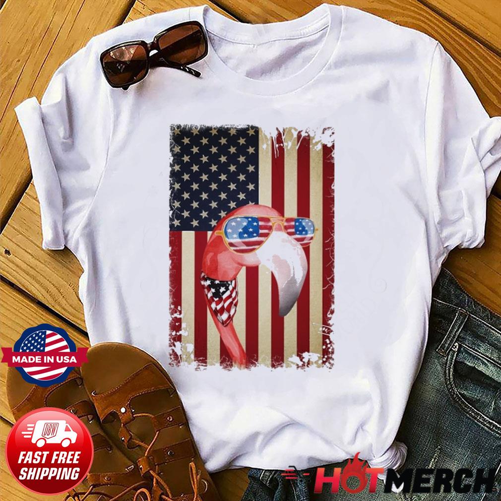 Official Flamingo Wear Glasses American Flag 4th Of July Shirt Hoodie Sweater Long Sleeve And Tank Top