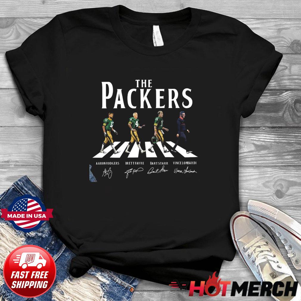 The Green Bay Packers Aaron Rodgers Brett Favre Bart Starr Vince Lombardi  Abbey Road signatures shirt, hoodie, sweater, long sleeve and tank top