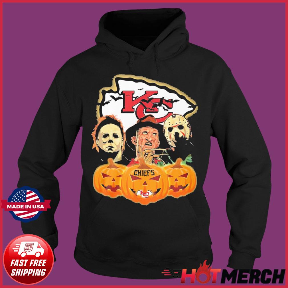 Halloween Michael Myers Freddy Krueger And Jason Voorhees With Kansas City Chiefs Shirt Hoodie