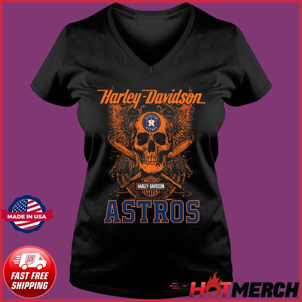 Houston Astros Harley Davidson Skull Shirt - High-Quality Printed