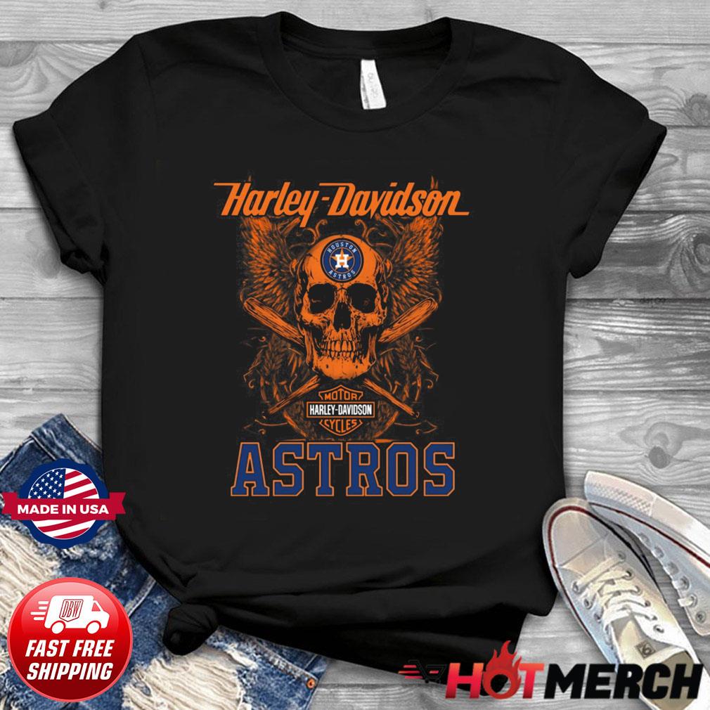 Houston Astros Harley Davidson Skull Shirt - High-Quality Printed