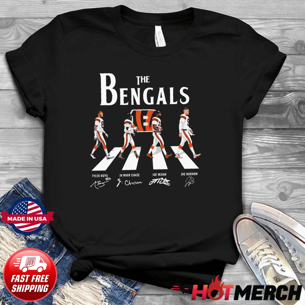 The Bengals Tyler Boyd Ja'Marr Chase Joe Mixon Joe Burrow Abbey Road  Signatures Shirt, hoodie, sweater, long sleeve and tank top