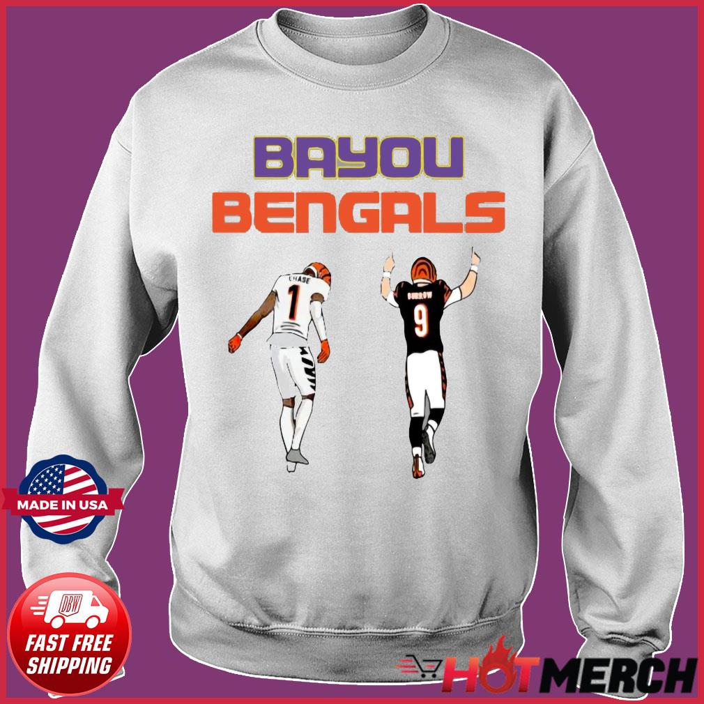 Official Ja'Marr Chase and Joe Burrow Cincinnati Bengals Bayou Bengals  shirt, hoodie, sweater, long sleeve and tank top