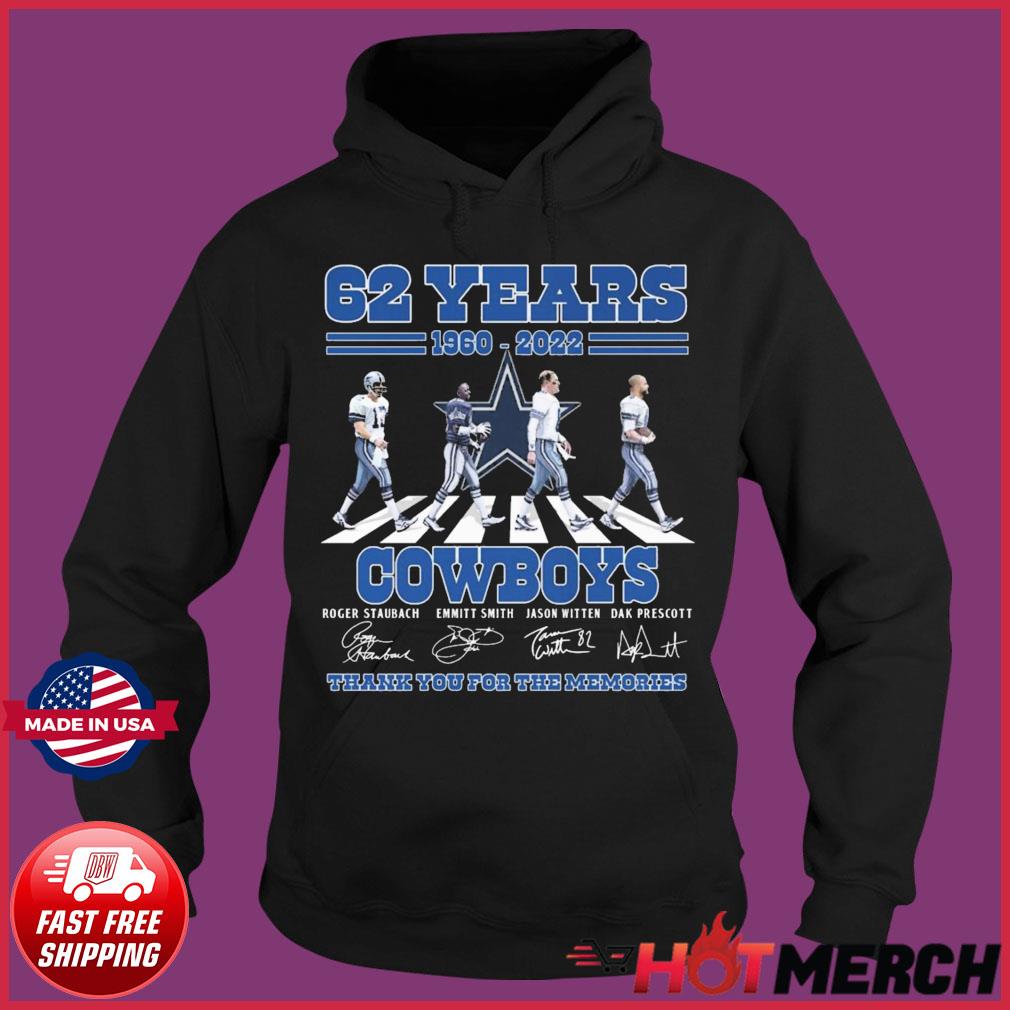 Dallas Cowboys Team Abbey Road 62 Years 1960 2022 Signatures Thank You For  The Memories Shirt, hoodie, sweater, long sleeve and tank top