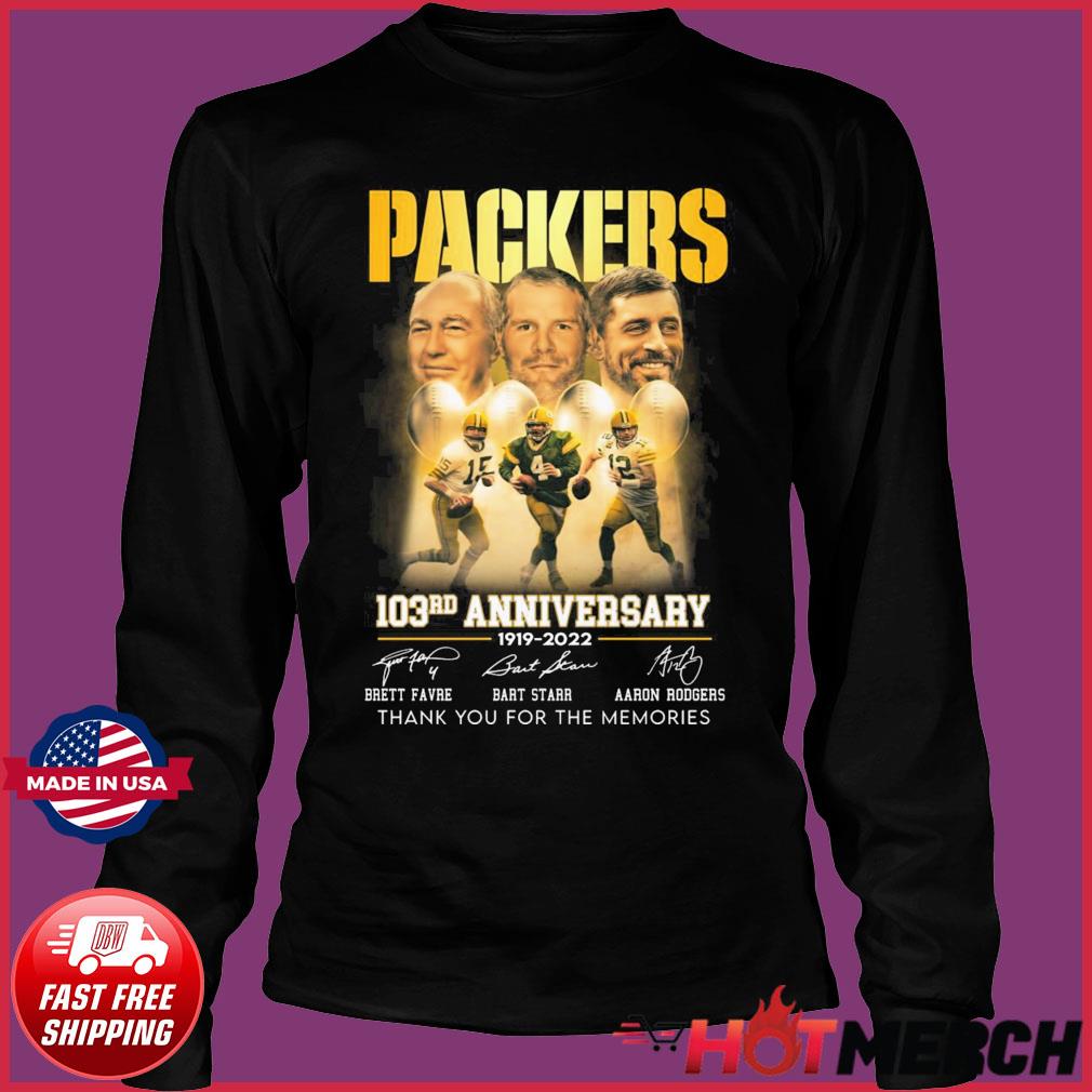 Official green bay packers 103rd anniversary 1919 2022 thank you