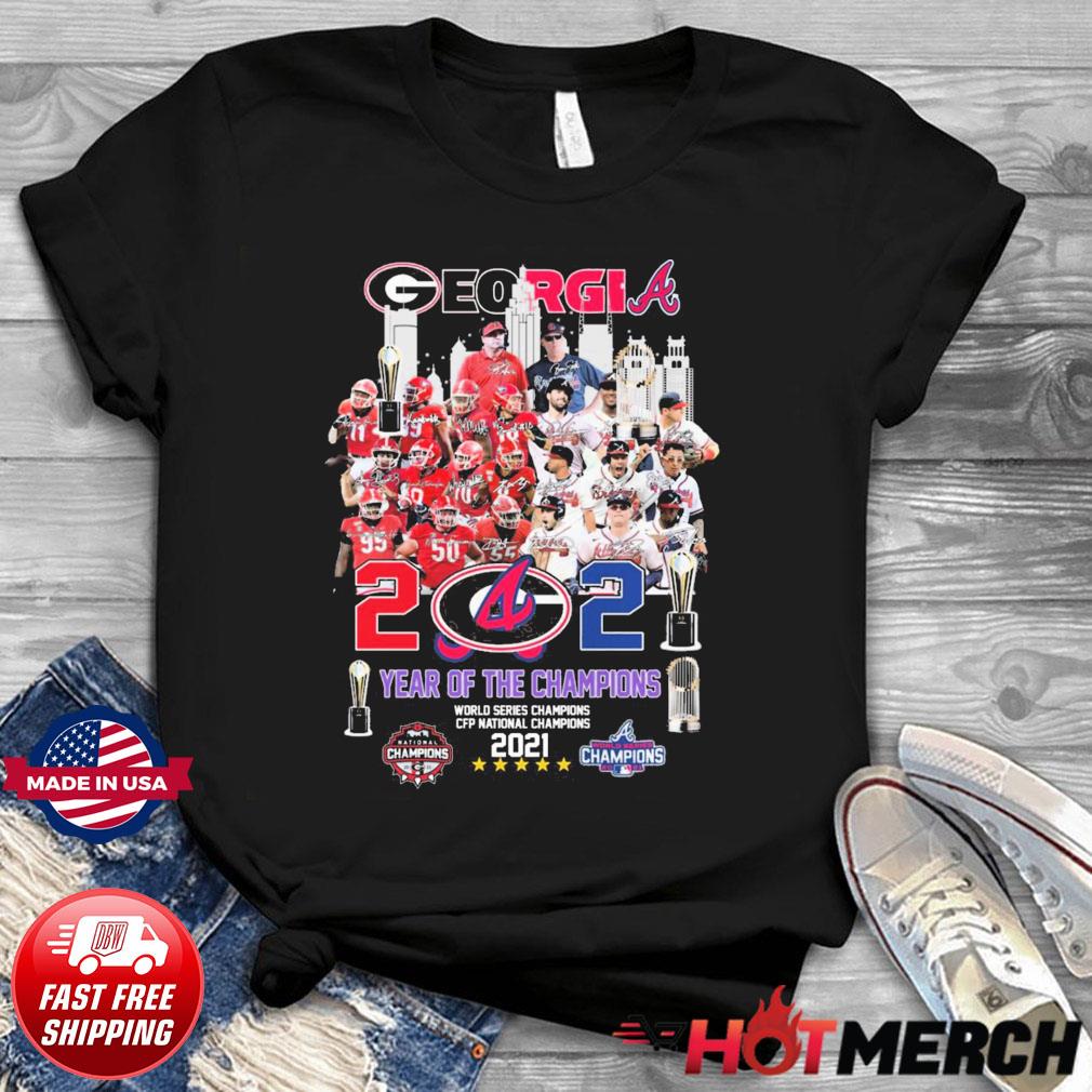 Team Georgia Bulldogs and Atlanta Braves georgia state of champions 2021  shirt, hoodie, sweater, long sleeve and tank top