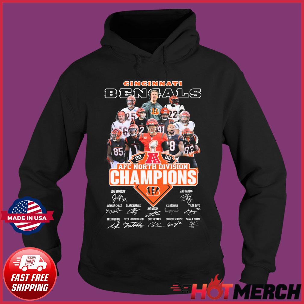 Cincinnati Bengals Team Football 2021 AFC North Division Champions  signatures shirt, hoodie, sweater, long sleeve and tank top