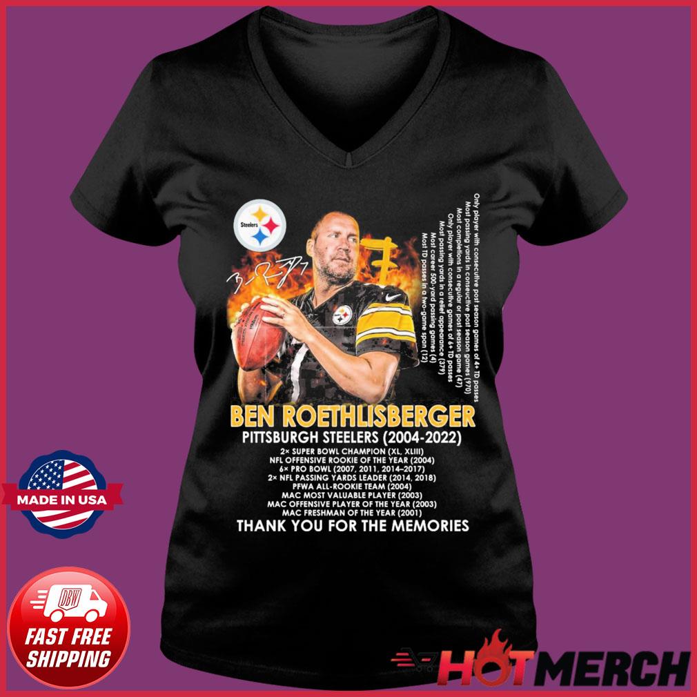 Official Pittsburgh Steelers Ben Roethlisberger 2004 2021 thank you for the  memories signature shirt, hoodie, sweater, long sleeve and tank top