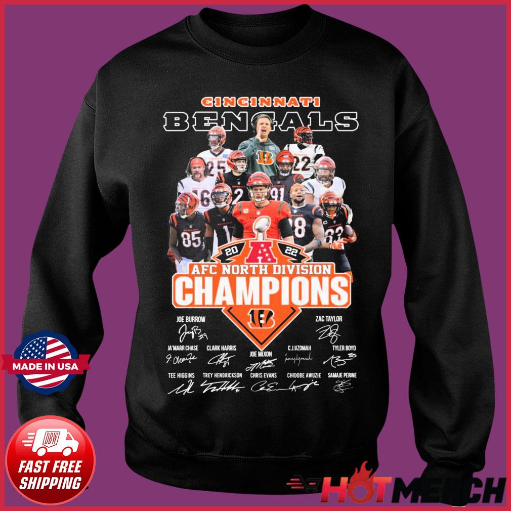 2022 cincinnati bengals team signature afc north division champions shirt,  hoodie, sweater, long sleeve and tank top