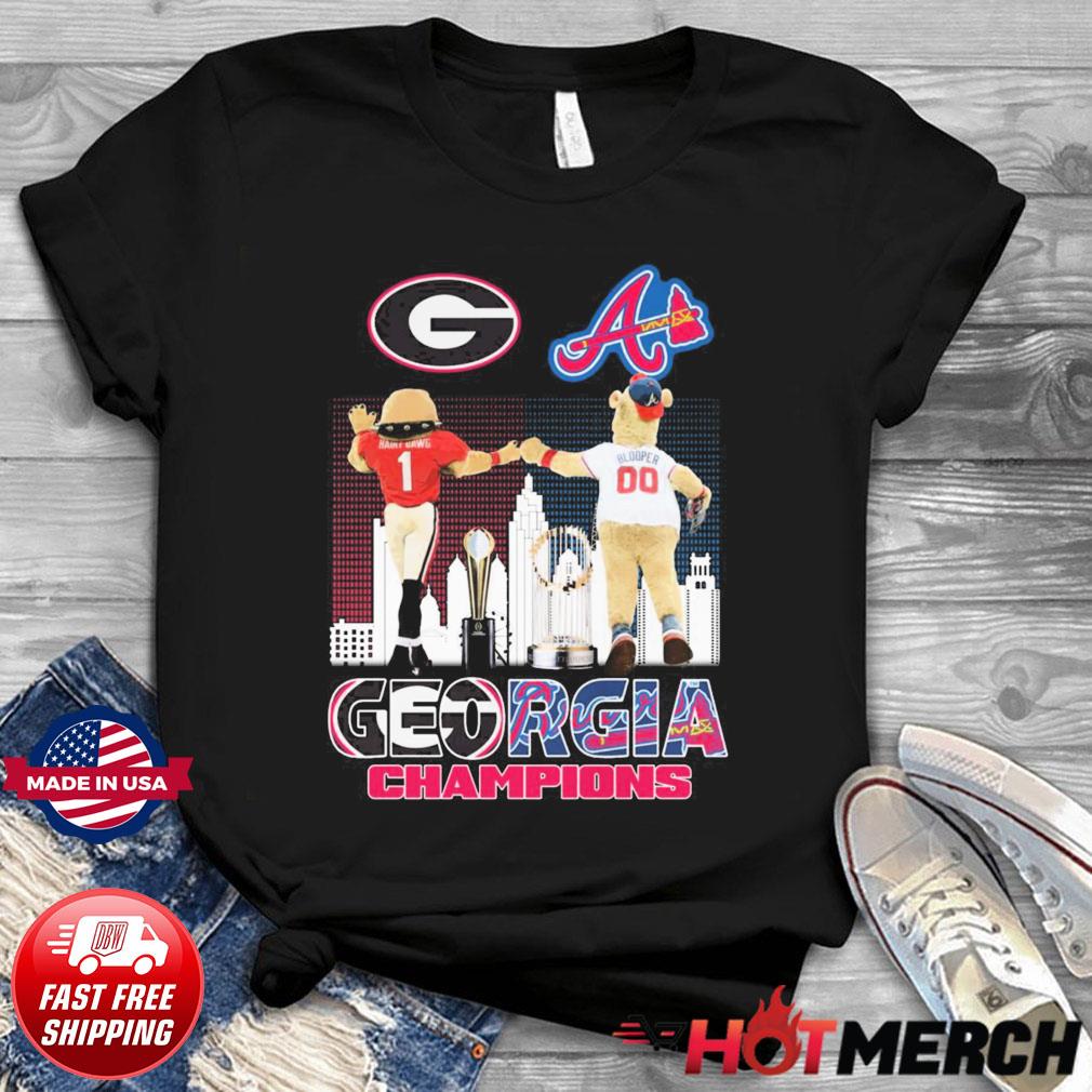 Hairy Dawg Georgia Bulldogs And Blooper Atlanta Braves We Are The Champions  Shirt, hoodie, sweater, long sleeve and tank top