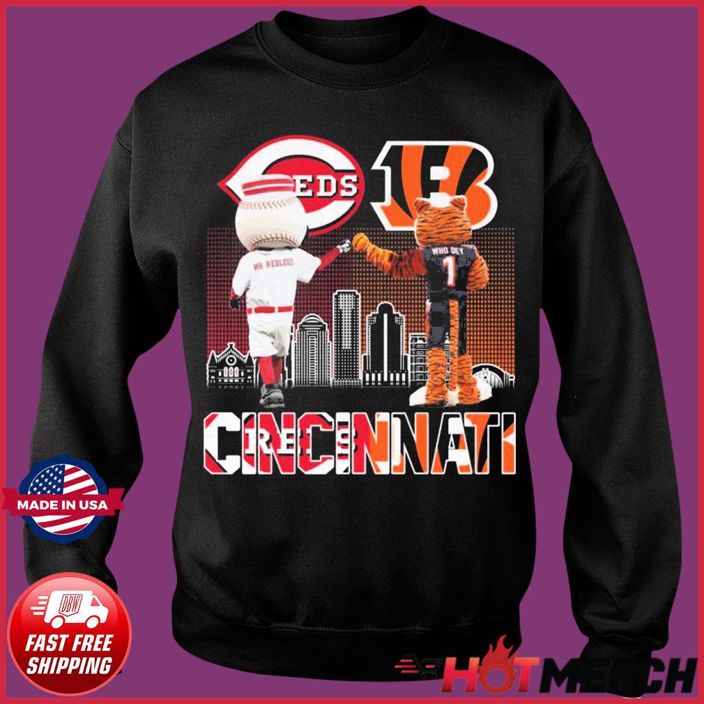 Cincinnati Reds Mr.Redlegs And Cincinnati Bengals Who Dey Cincinnati Shirt,  hoodie, sweater, long sleeve and tank top