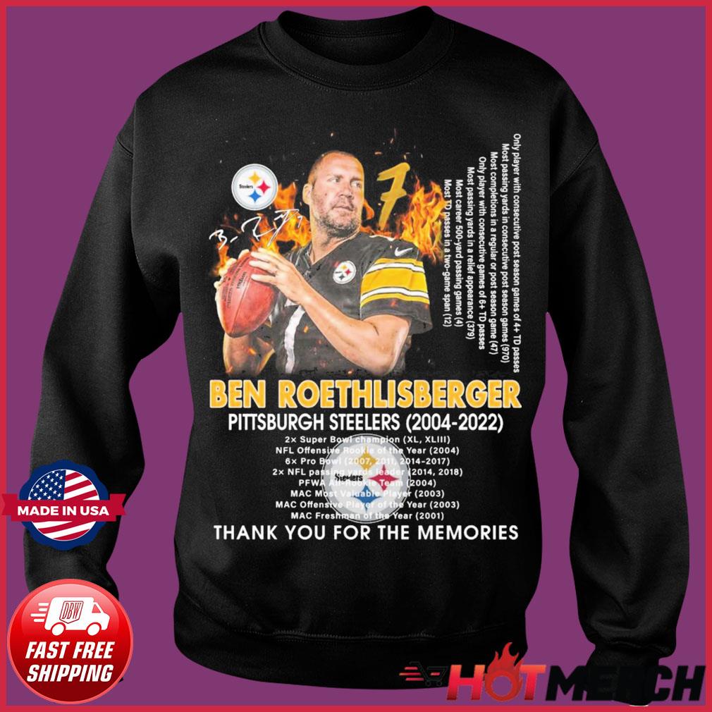 Ben Roethlisberger Pittsburgh Steelers 2004 2021 Thank You For The Memories  T-Shirt, hoodie, sweater and long sleeve