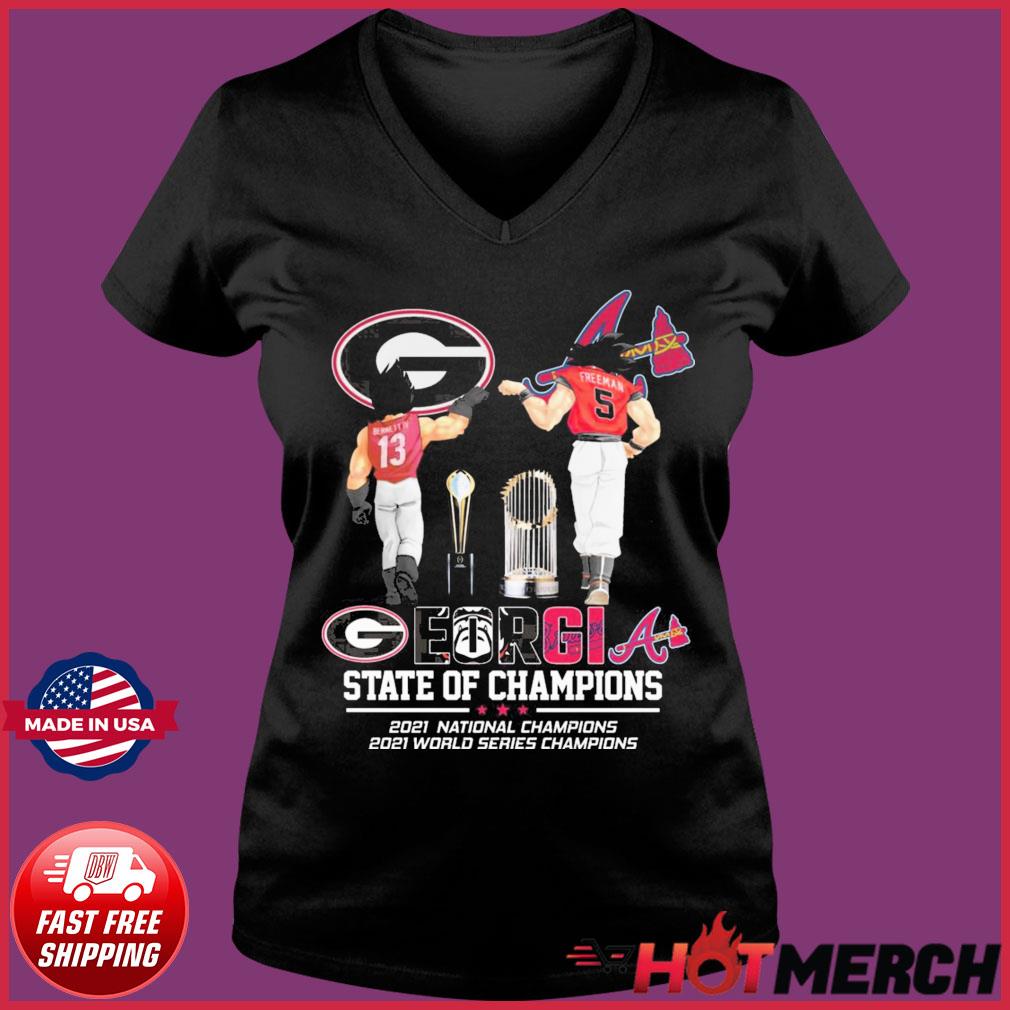 Georgia Son Goku and Vegeta Bulldogs and Braves champions shirt, hoodie,  sweater and v-neck t-shirt