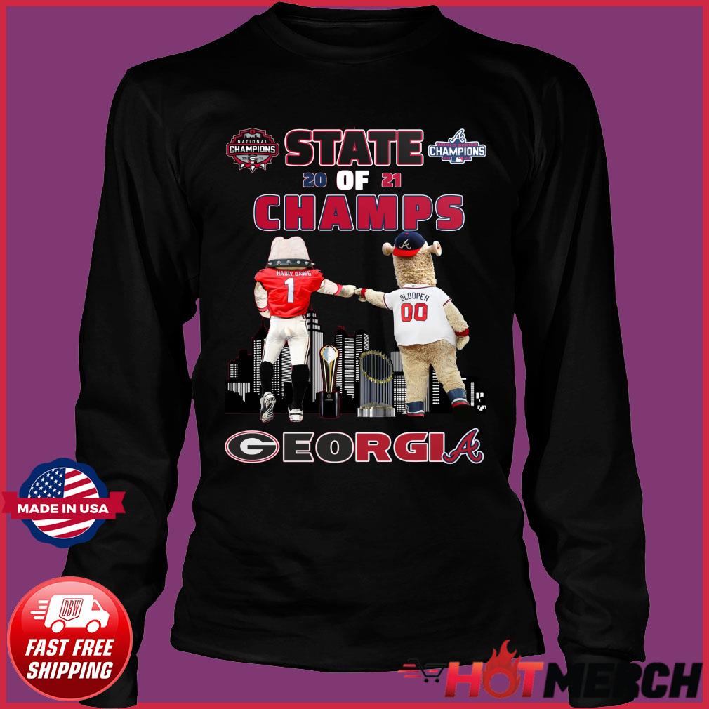Hairy Dawg And Blooper Georgia State Of Champions Go Dawgs Go Braves shirt,  hoodie, sweater, long sleeve and tank top