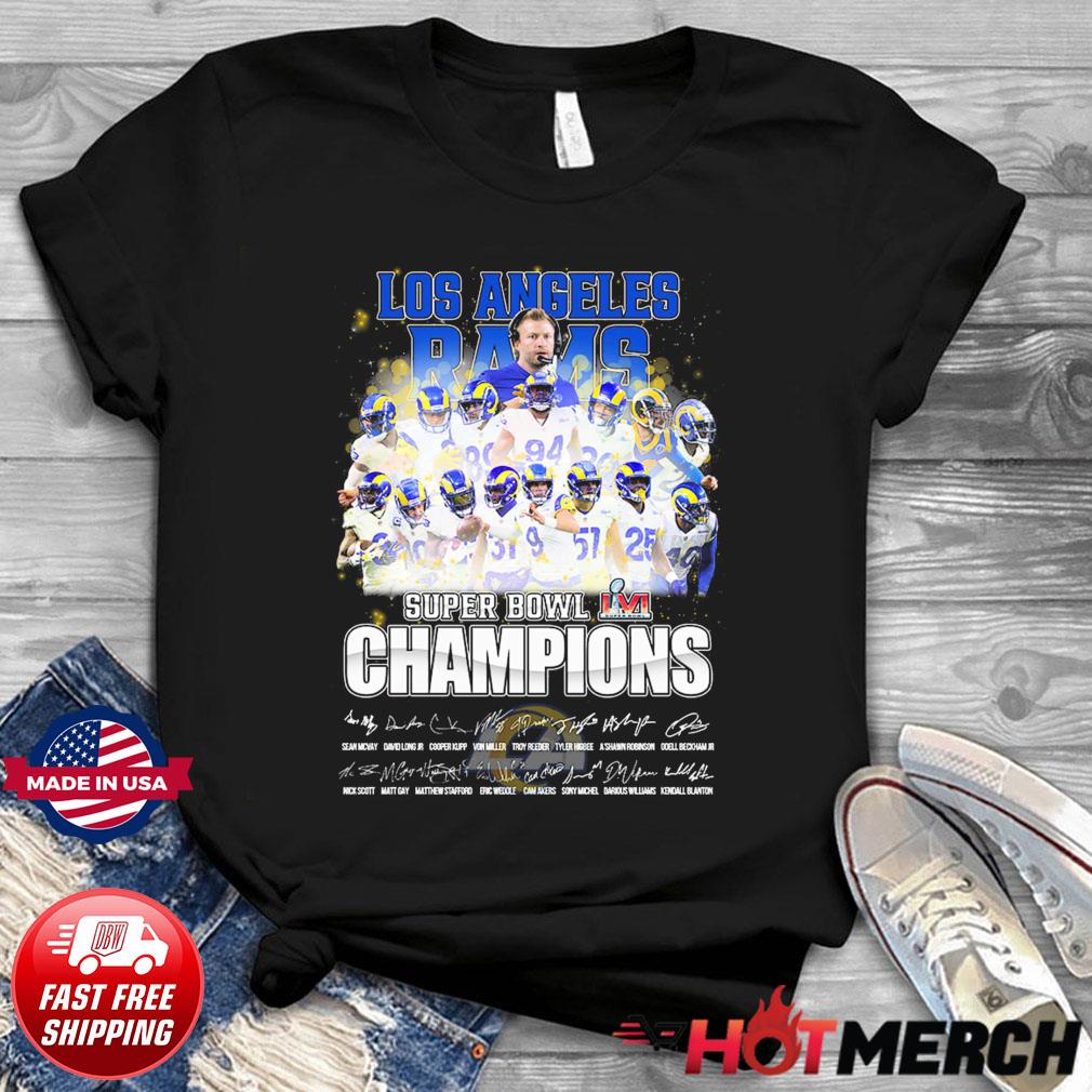 Official nFL Los Angeles Rams Super Bowl LVI Champions 2022 signatures  shirt, hoodie, longsleeve, sweatshirt, v-neck tee