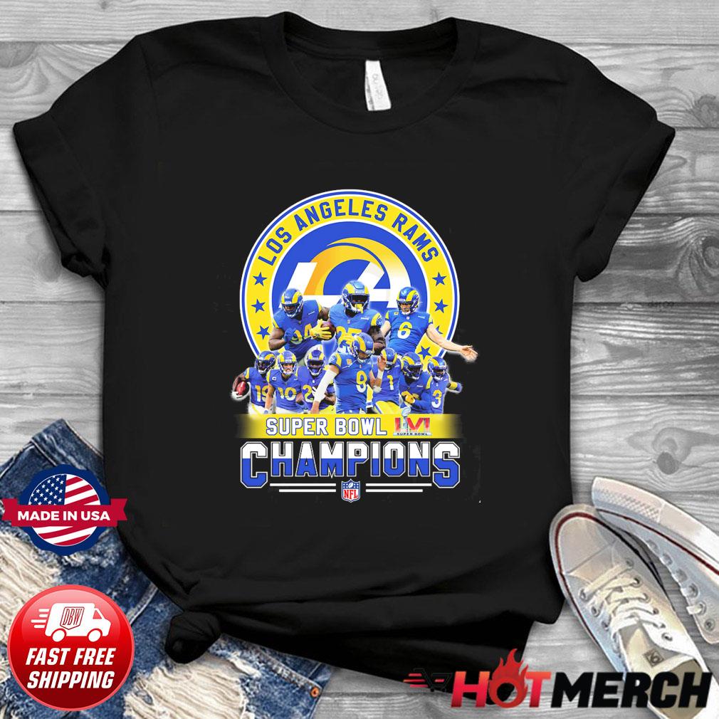 2022 Los Angeles Rams Super Bowl LVI Champions Signature T-Shirt