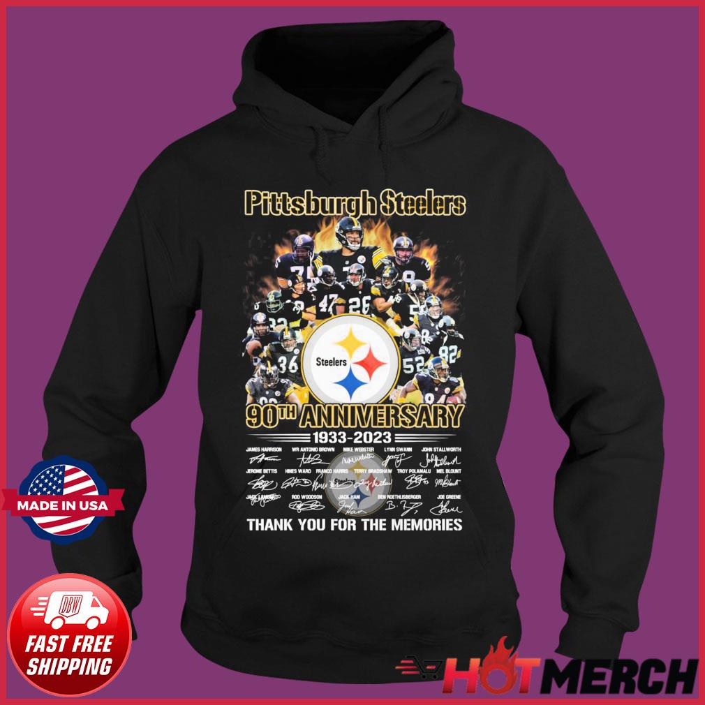 90th Anniversary 1933-2024 Pittsburgh Steelers Thank You For The Memories  Signatures Shirt, hoodie, sweater, long sleeve and tank top